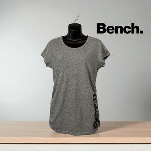 Heather Grey Bench. T-Shirt Side Logo, XL